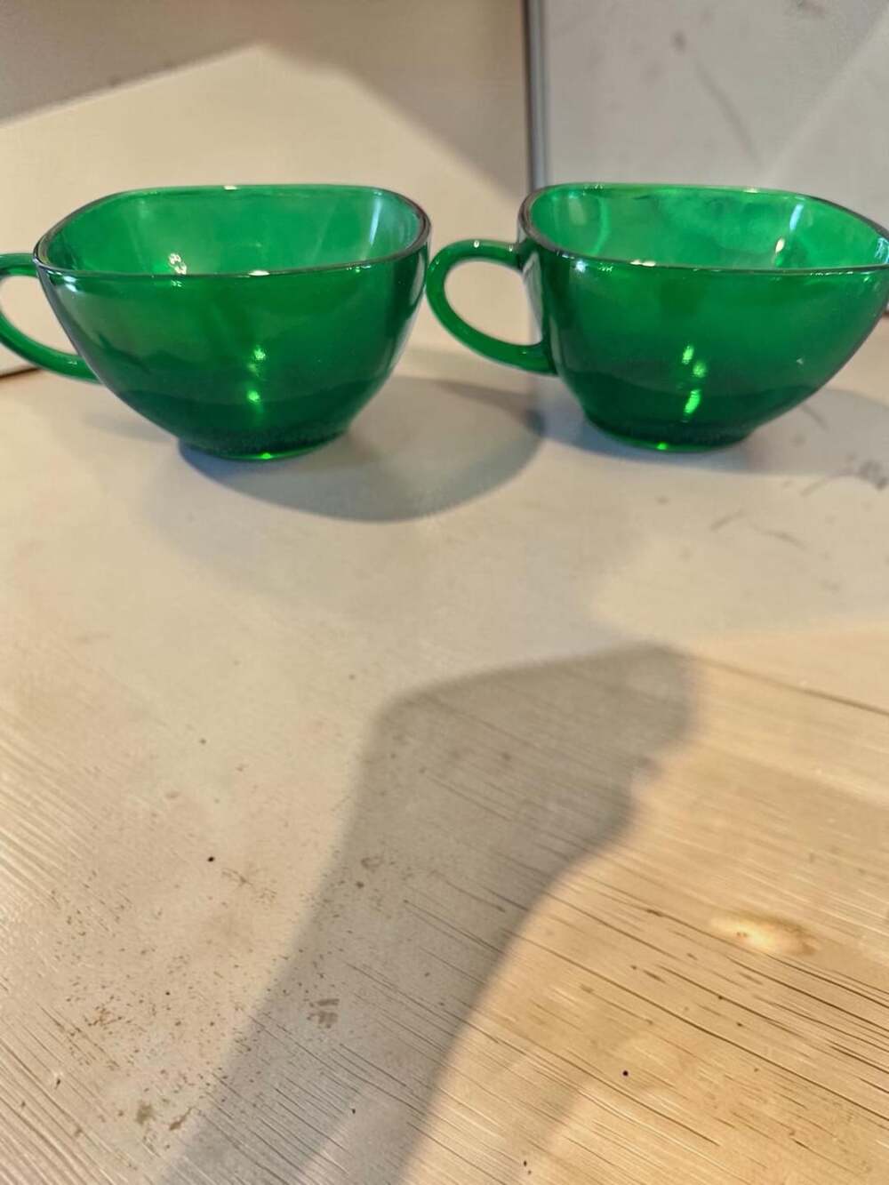 Anchor Hocking Charm Forest Green Square Tea Cup Set of 2